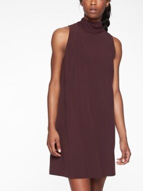 Athleta Initiative Mock Neck Sleeveless Work Travel Dress burgundy women’s  XL